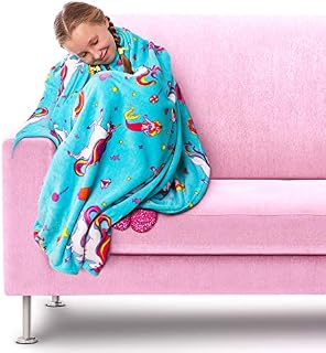 GirlZone: Unicorn Fleece Blanket Throw Blanket for Girls, Room Decor