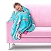 GirlZone Girls Plush Throw Blanket with Mermaid & Unicorn Print - Small Single, 46 x 67 in, Blue - Heavyweight Plush Fleece Throw & Fuzzy Blanket for Tween Ages 7+ - Machine Washable
