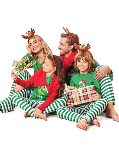 Ekouaer Matching Family Christmas Pajamas Holiday Sleepwear Set Long Sleeve Pullover and Printed Pants S-XXL3