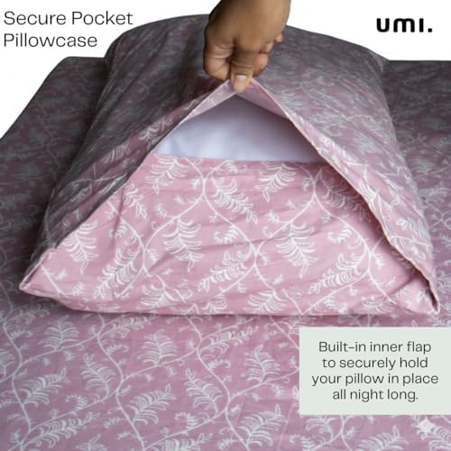 Image of Amazon Brand - Umi Cotton Elastic Fitted Bedsheet, King Size 78x72 Inches, Elastic Fit Bed Sheet, 10 Inch Deep Pocket, Soft Breathable Bedding, Durable Easy Care, with Pillow Cover-Mocha Vines