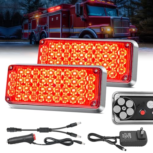 Image of Nilight 2PCS 42LED Red Magnetic Strobe Lights Surface Mount Waterproof