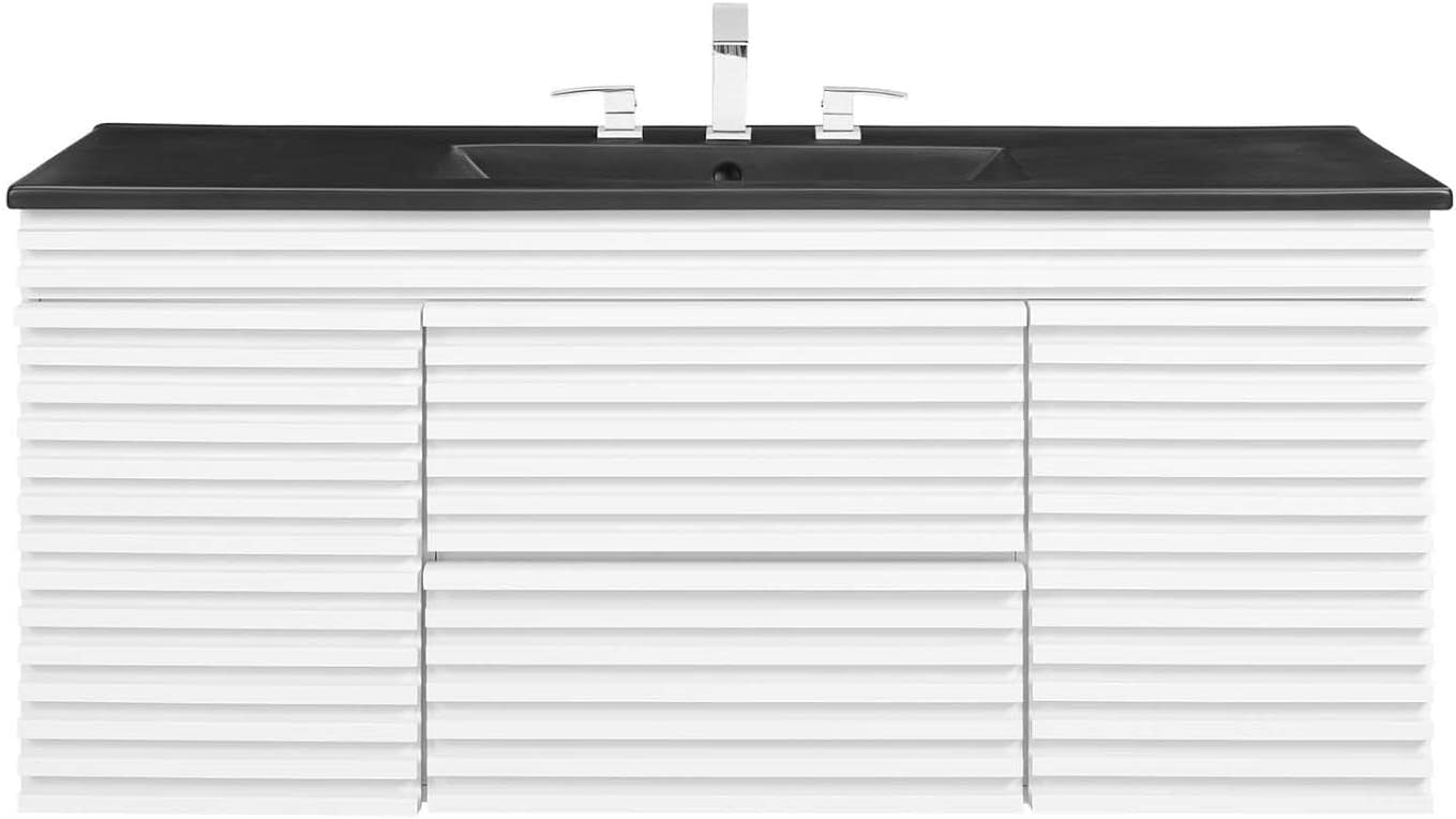 Modway Render 48" Wood Wall-Mount Bathroom Vanity - White/Black