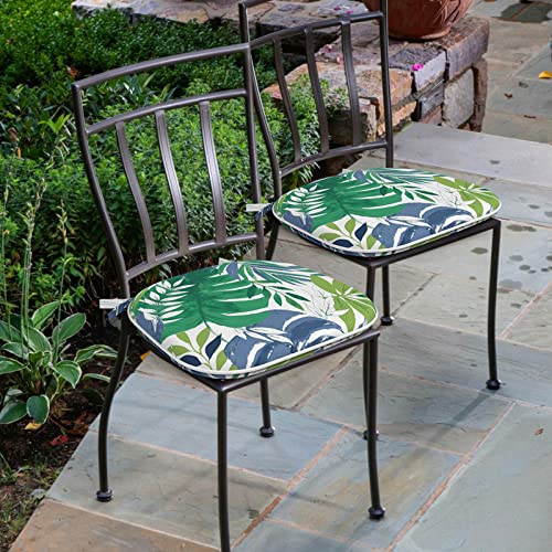 Melody Elephant Outdoor Chair Cushions Set Of 4, Water Resistant Patio Chair Pads With Ties, Seat Cushions For Home Garden Furniture Decoration, 16”X17”, Islamorada Blue Green #TOP3