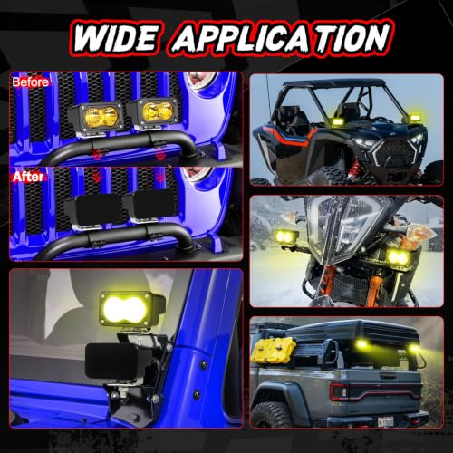 Image of LED Pods Yellow with Wiring Harness & Black Cover Fog Light