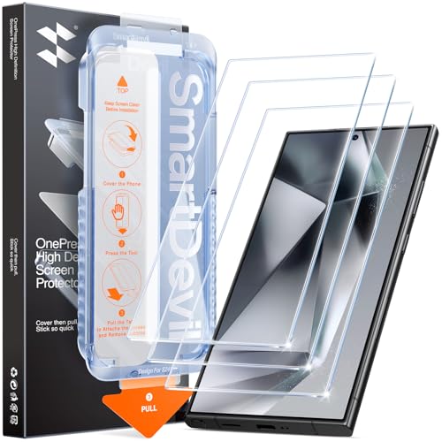 SMARTDEVIL [3 Pack for Samsung Galaxy S24 Ultra Screen Protector, Finger Print Reader Compatible,...