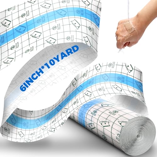 BFONS Tattoo Aftercare Waterproof Bandages Roll 6 Inch x 10 Yard, Transparent Tattoo Cover Up Tape Second Skin Film Wrap Tattoo Supplies for Healing Protective Clear Sterile and Safe Bandages