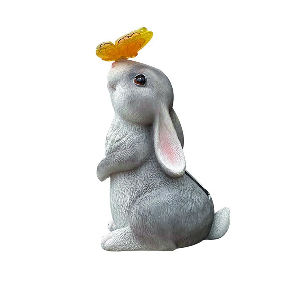 CTRLZS Garden Statues Deco - in with Solar Butterfly Light for Bunny Lovers Garden Family