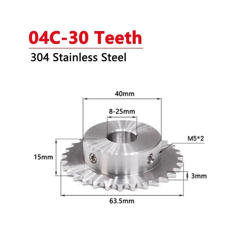 Set di Ingranaggi pignone, Denti dell'ingranaggio 1 pz. 30 Denti 04C 304 Acciaio Inossidabile Ruota dentata Industriale Catena ingranaggio 30T(18mm)