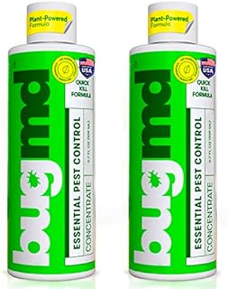 BugMD Pest Control Essential Oil Concentrate 3.7 oz (2-Pack), Plant-Powered Bug Spray Quick Kills Flies, Ants, Fleas, Ticks, Roaches, Mosquitoes