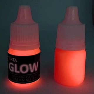 Tinta Glow Corion Luminescente 5ml c/Aplicador. Cor Vermelho Neon. Brilha no Escuro sem Luz Negra