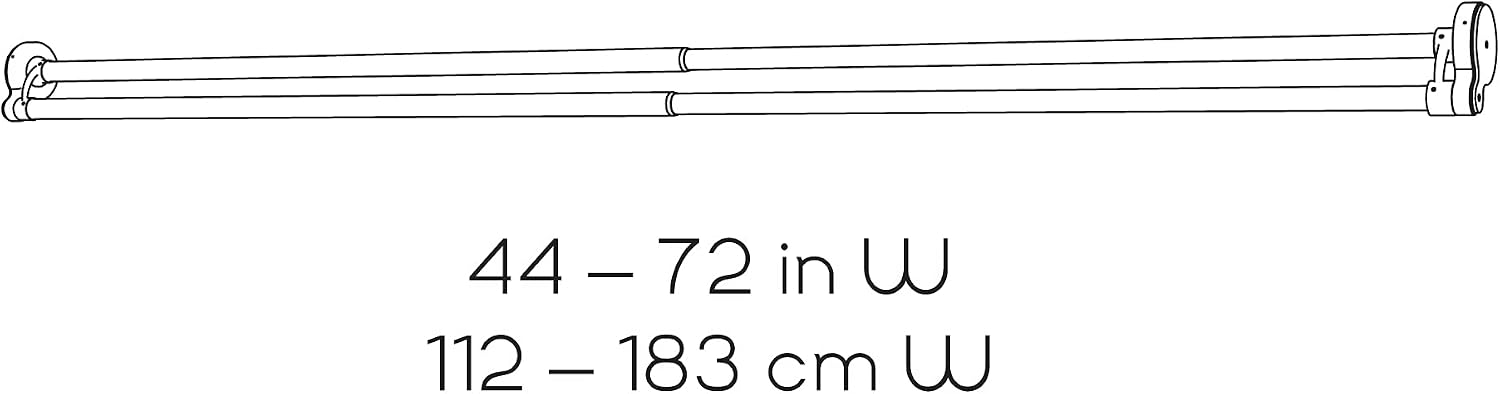 Zenna Home Rustproof Tool-Free Tension or Permanent Mount Adjustable Double Shower Rod, 44 to 72 Inches, Nickel