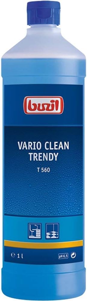 Buzil, Vario Clean Trendy T560 Multi-Purpose Cleaner Material-Friendly Plastic Cleaner with Fresh Fragrance, Blue, 1 Litre