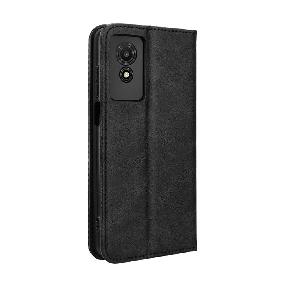 COMAKU Compatible with TCL 501 Case Leather - Flip Cover Protection magnetic Phone Case wallet with Card Holder - Black - Image 3