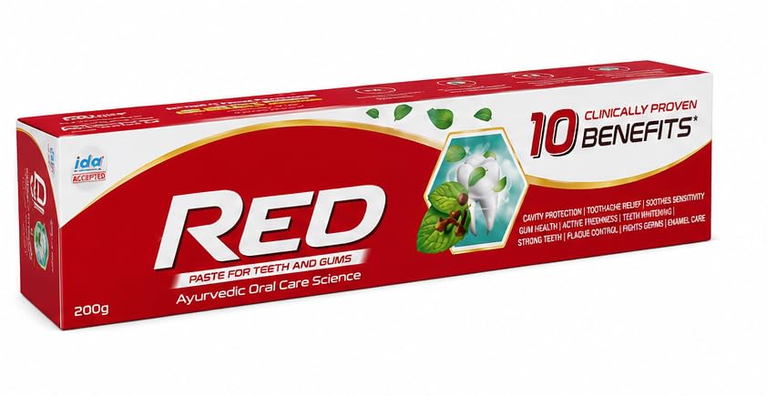 Red Ayurvedic Paste | Herbal Ayurvedic Pain Relief Paste | Ayurvedic Toothpaste with Herbal Ingredients for Strong Teeth & Healthy Gum-image-44