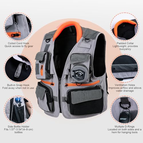 Image of Goture Fishing Vest,Lightweight Breathable Nylon Fly Fishing Vest for Men and Women,20 Pockets Vests for Outdoor Activities