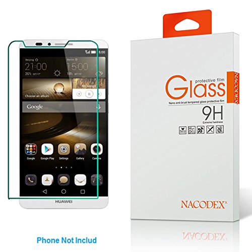 Nacodex Genuine 9h Tempered Hardness Glass Screen Protector for Huawei Ascend Mate 7 Mate7 [ Hd✔] [Original✔] [ New Retail Box✔] [0.3mm Thin✔][ Fast Shipping✔] [ W/tracking No.✔] [Real Explosion-proof✔] [ Package with Bubble Air Column✔]