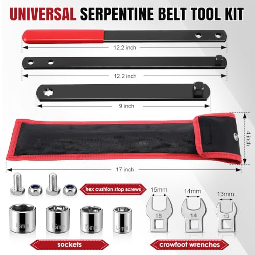 Image of Meonum Universal Serpentine Belt Tool Kit, Tensioner Wrench(Red)