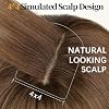Peluca Lativ con mechas marrones y capas con flequillo para mujer, cuero cabelludo realista 4x4 | Enmarca el rostro, fibra sintética resistente al calor, para principiantes, rizada y ondulada con textura suave y sedosa, transpirable, para trabajo diario y citas, 18 pulgadas 4