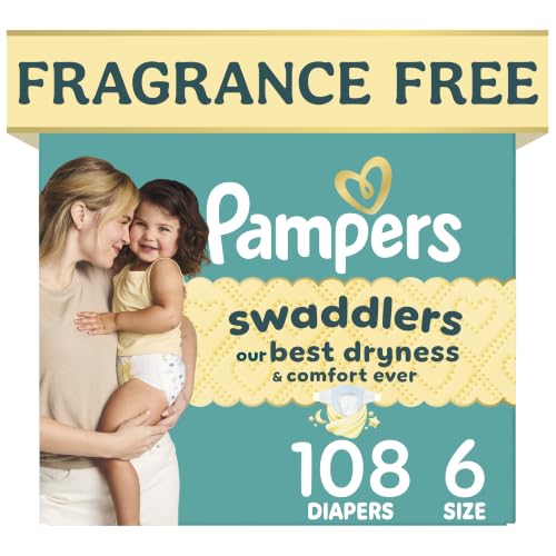 Image of Pampers Swaddlers Diapers, Size 6 (23-44 lbs), 180 Count, Fragrance Free, Hypoallergenic, Absorbent, Pediatrician Recommended, Skin Safe