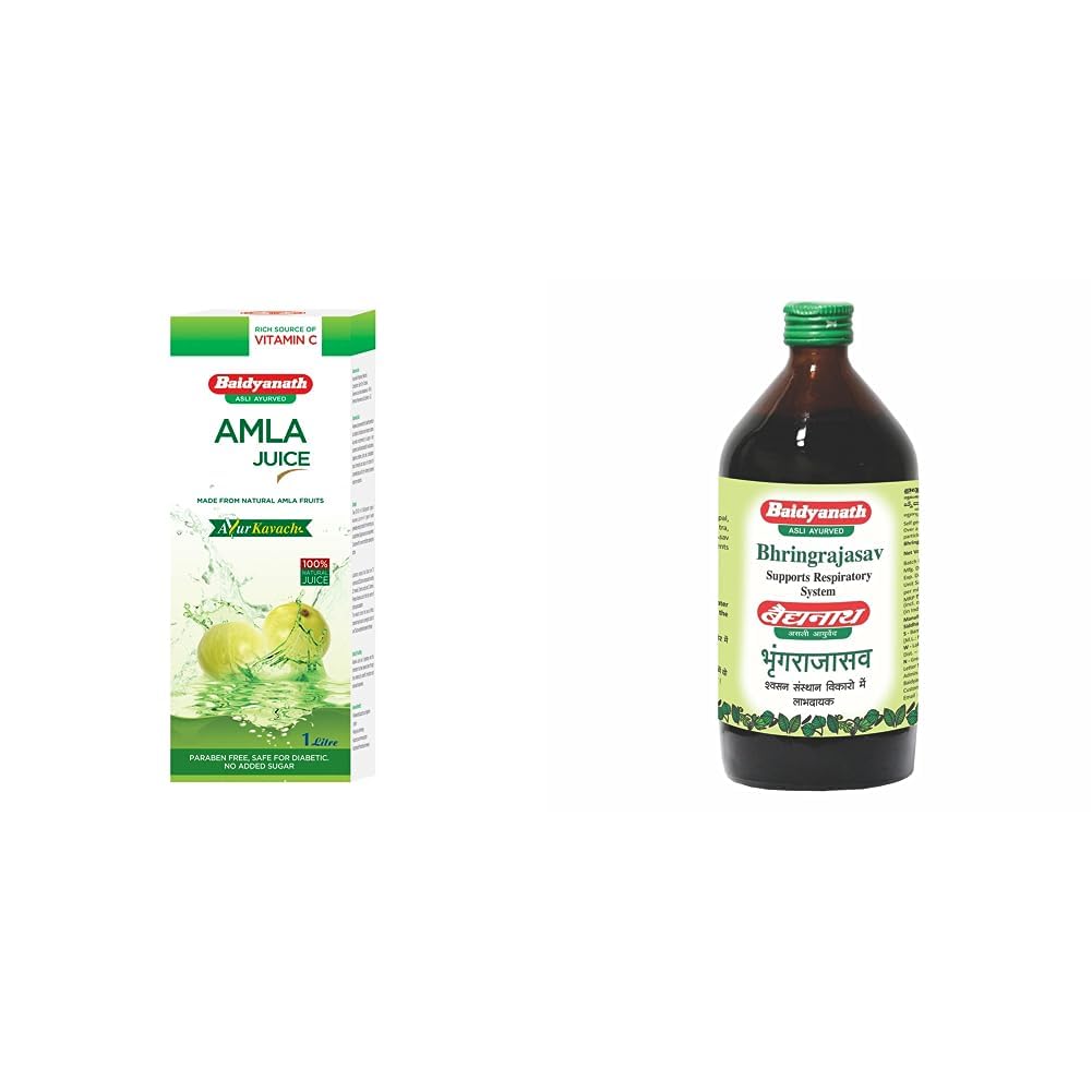 Baidyanath Amla Juice - Natural Immunity Booster Enriched With Vitamin C - 1 Ltr & Bhringrajasava 450 Ml Syrup (B0CDDGYZ6X) Amazon Price History, Amazon Price Tracker