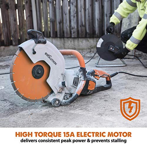 Evolution R12DCT 12 Inch Concrete Saw with Water Fed Dust Suppression (Aka Angle Grinder, Cut Off Saw, Masonry) Electric, No Gas, 4-1/2" Cut - Incl Premium Diamond Blade (Formerly R300DCT+) - Image 6