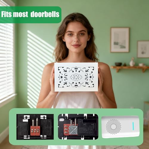 Wood Doorbell Chime Cover Box Only Universal Door Bell Chime Covers Fit Most Doorbells With Self-Adhesive Tape and Screws,(White) by Yomaray - Used condition - Image 2