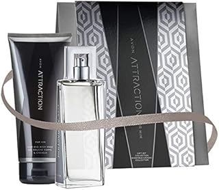 مجموعة او دي تواليت اتراكشن للرجال مع جل استحمام في علبة هدايا من افون