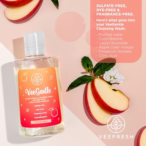 VeeFresh - VeeGentle pH Balanced Feminine Wash with Apple Cider Vinegar - Gentle, Soothing Vaginal Wash Cleanser, 250ml Intimate Soap for Women - Hypoallergenic Feminine Hygiene Wash for Odor Control - Image 6
