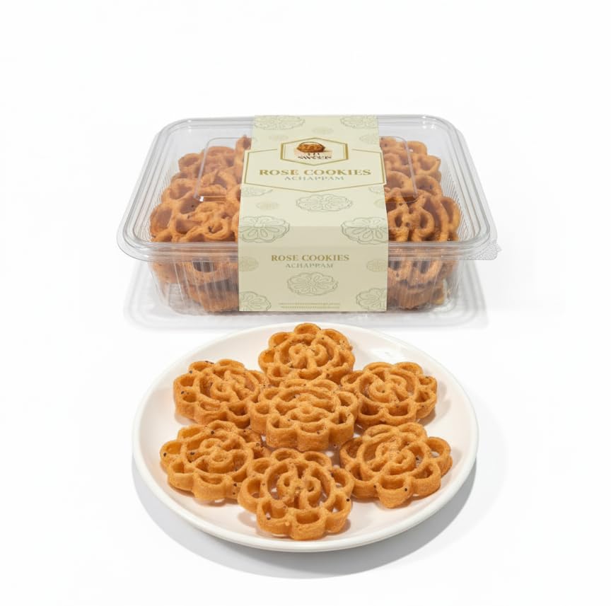 CM Sweets Rose Cookies - Large Size (Achappam, Achu Murukku, Chakri, Namkeen) – Crispy Traditional Snack | Authentic Kerala | Indian Snack (7.5 cm Diameter)|250g-picture-15