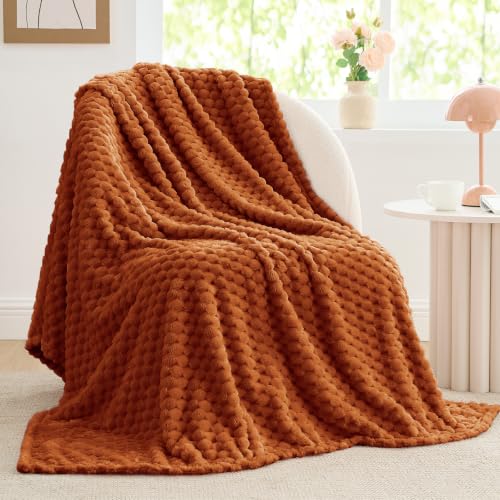 Image of BEDELITE Burnt Orange Throw Blanket for Couch, Cozy Gift for Women, 50 * 60