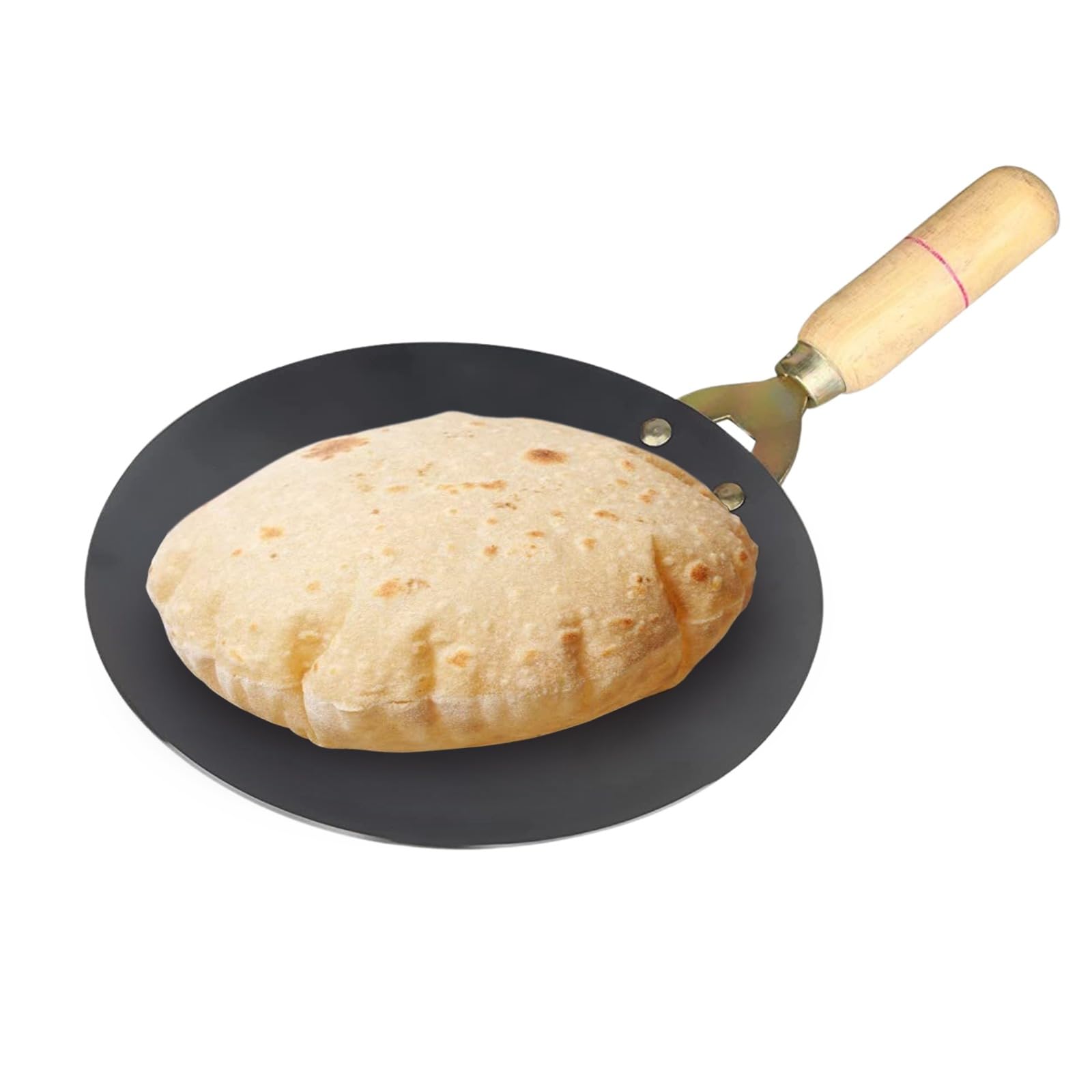VISMAY'S Traditional Pure Iron Tawa/loha/lohakhand Tawa/Tava for Roti/Chapati with Wooden Handle (11 Inch Tawa)