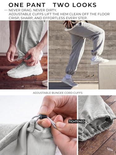 Image of Mens Baggy Sweatpants Adjustable Cuffs 2-in-1 Wide Leg Loose Gym Casual Lightweight Cotton Pants Pockets Drawstring