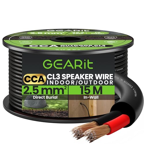 Cable de altavoz de 2 x 2,5 mm² con cubierta de alta resistencia CL3 para instalaciones ocultas