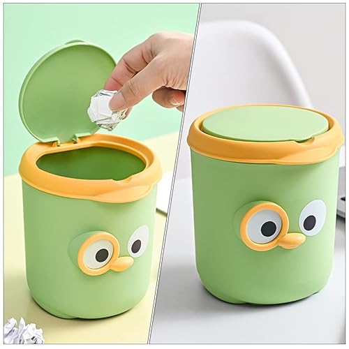 Miniatura 5 de DOITOOL Botes de basura para decoración de oficina, mini basurero de mesa, papelera de escritorio, cubo de basura de plástico con tapa, papelera de