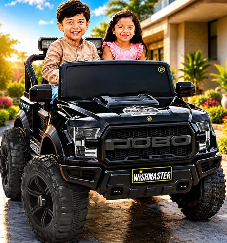 Image of Wish Master 4x4 Off-Road Electric Ride-On Jeep for Kids | 12V Battery, Remote & Manual Drive | Big Size Jeep with Music, Lights & Safety Belt