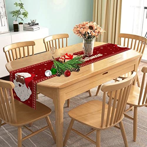 Nepnuser Black Santa Claus Merry Christmas Table Runner African American Snowflakes Home Table Decor Xmas Winter Holiday Kitchen Decoration-72Inches #TOP1