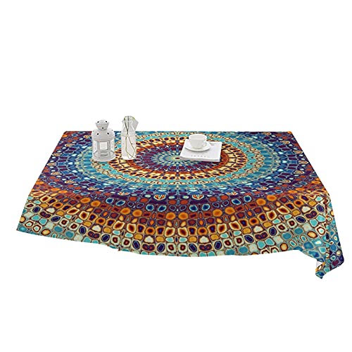 Xigua Bohemian Mandala Pattern Tablecloth Rectangle Colorful Vintage Polyester Table Cloth Large Square Table Cover For Dining Kitchen Party 60"X90" #TOP4