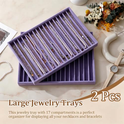 Image of Large Velvet Jewelry Tray Display Drawer Inserts 2 Pack
