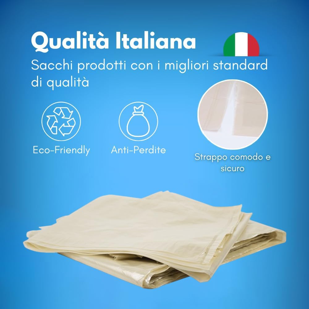 GM 110 Sacchi Ambra Trasparenti Extra Resistenti Mis. 90x120, 150 LT, Gr.170 a sacco, Confezione da 20 Kg, Realizzati al 100% Materiale Riciclato (PE),X Ristrutturazioni Giardinaggio Rifiuti Vari