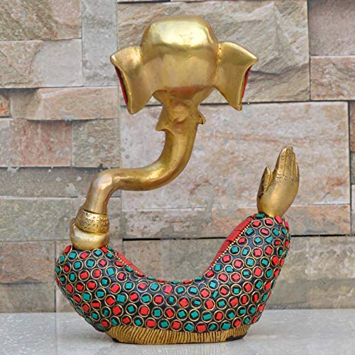 Ganesh With Decorative Work - Brass Modern Decorative Style God Ganpati Idol - Unique Gift And Home Decor Showpiece #TOP4