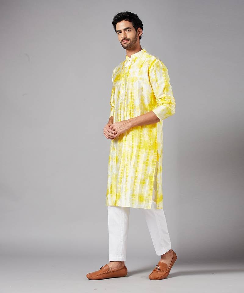 Image of LookMark Men's Cotton Blend Printed Long Kurta Suitable for All Indian Wedding, Occasions, and Festivals