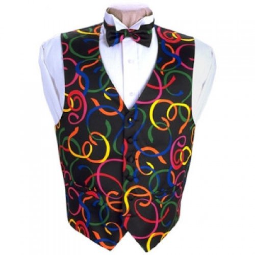 Mardi Gras Serpentine Tuxedo Vest and Bow Tie