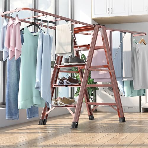Étendoir à linge modulable en échelle avec structure pliable sur pied - 3