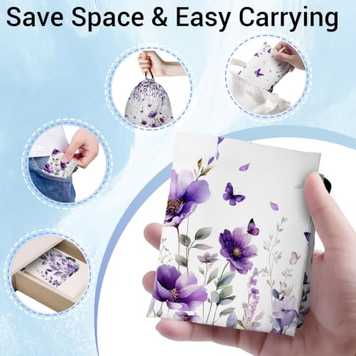 Image of Drawstring Storage Bag Purple Butterfly Blossom Gymnastics Pouch Athlete Bag