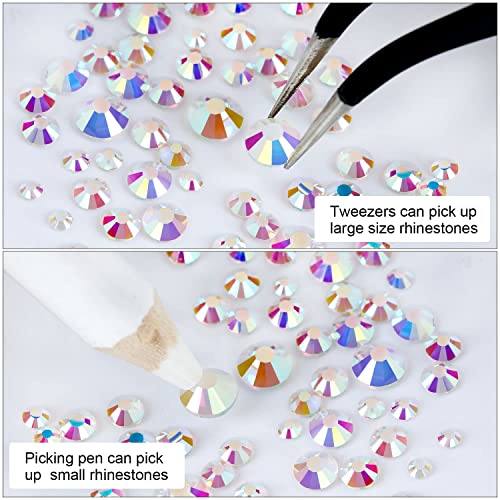 4240Pcs Transparent Ab Flatback Rhinestones 6 Sizes Crystal Diamonds For Nail Art Crafts Clothes Shoes With Tweezers And Picking Pen #TOP3
