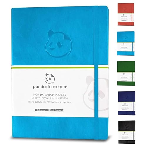 Panda Planner Pro - Best Daily Planner for Happiness &amp; Productivity - 8.5 x 11" Softcover - Undated Day - Guaranteed to Get You Organized - Gratitude &amp; Goals Journal (Cyan)