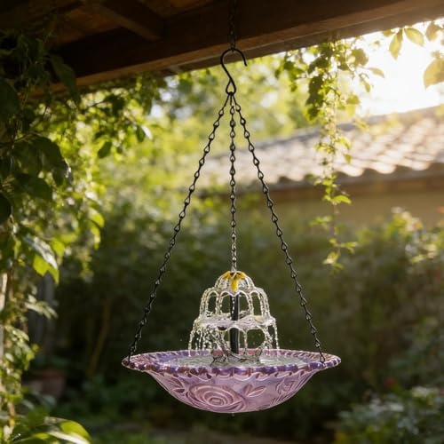 Atracción de vida silvestre en el jardín mediante baño flotante para pájaros solar y móvil 3