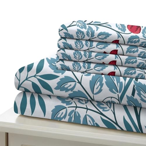 Housse de couette fleurs rouges hypoallergénique en microfibre douce