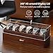 KAMIER High End Wooden Watch Box with 6 Slots & Glass Lid - 2-Layer Jewelry Organizer for Men - Watch Display Case, Ideal Business Gift for Watch Enthusiasts （with Gift Box）, Walnut
