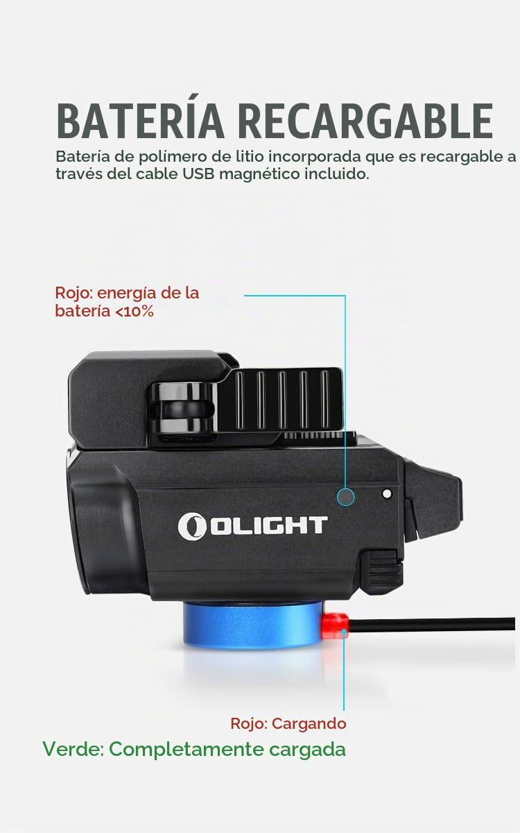 OLIGHT Baldr RL Mini Linterna Táctica Potente Ajustable Max 600 Lúmenes Mini Linterna para Caza Picatinny y GL Rail Utilizada para Actividades(Negro)